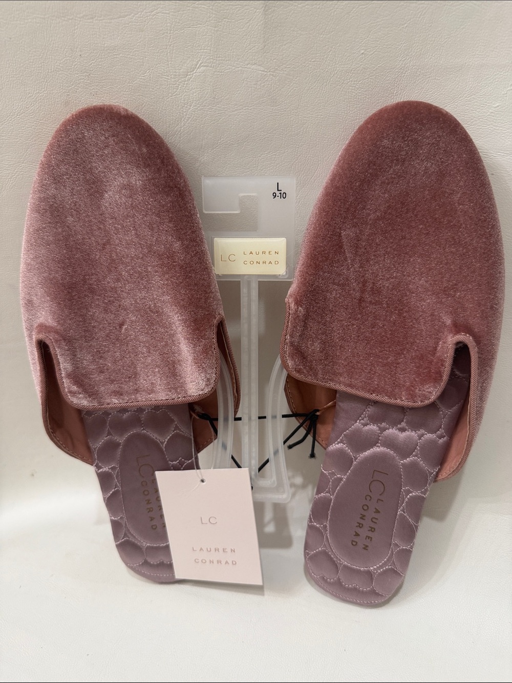 LC Lauren Conrad Size Large 9-10 Adobe Dusty Rose Velvet Slip-On Mules Slippers